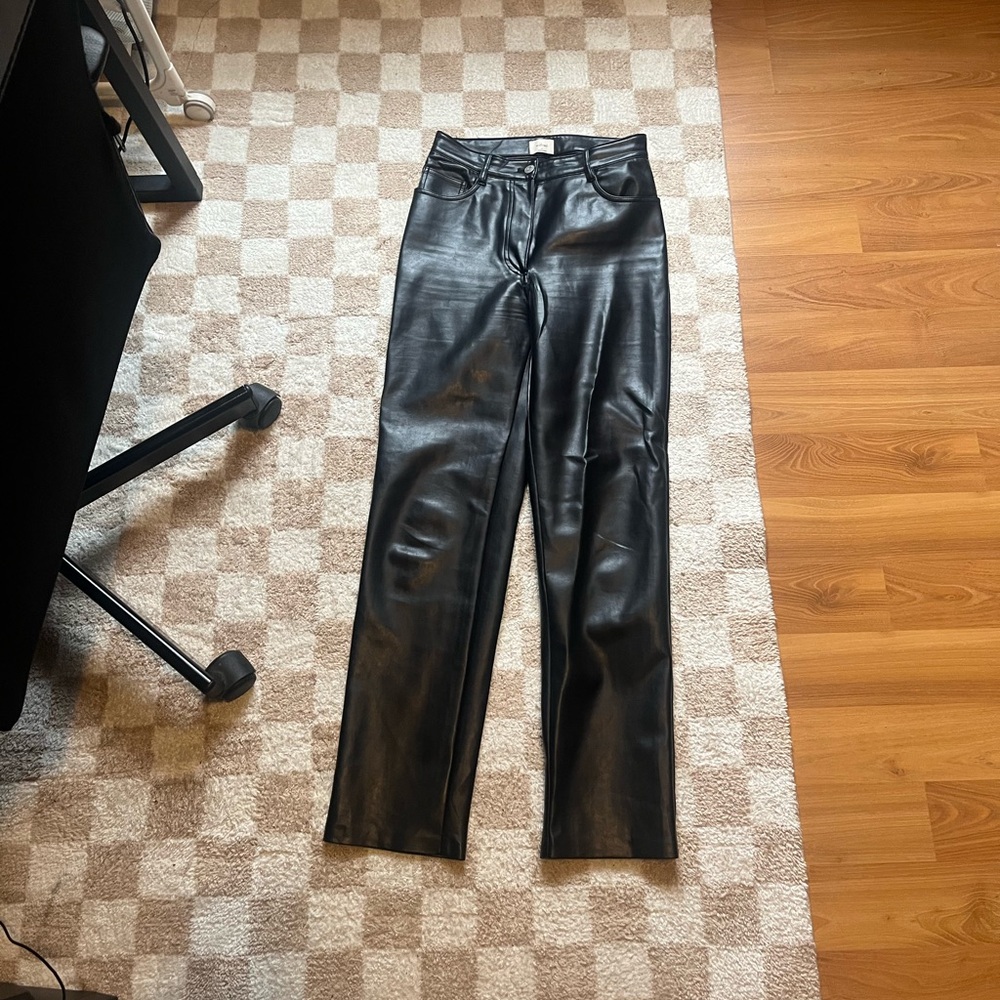 Wilfred x Aritzia "Melina" Vegan Leather Pants in Black - Picture 3 of 3